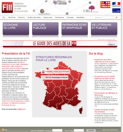 Vue du site Internet de la Fill
