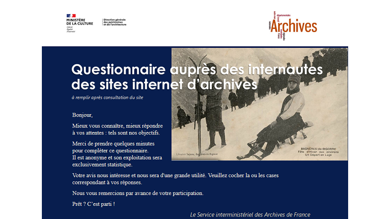 Enquête nationale auprès des internautes des services d'archives