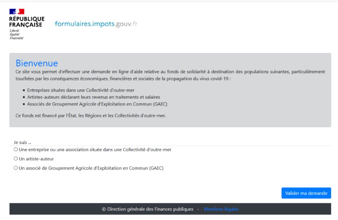 Ouverture du formulaire
