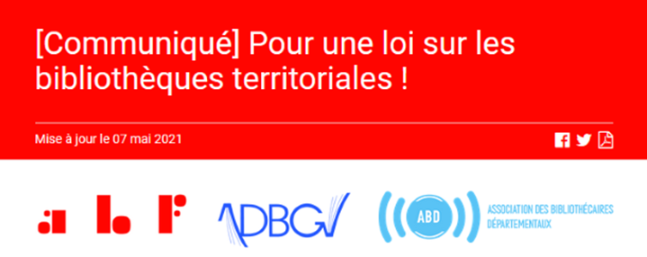 Pour une loi sur les bibliothèques territoriales !