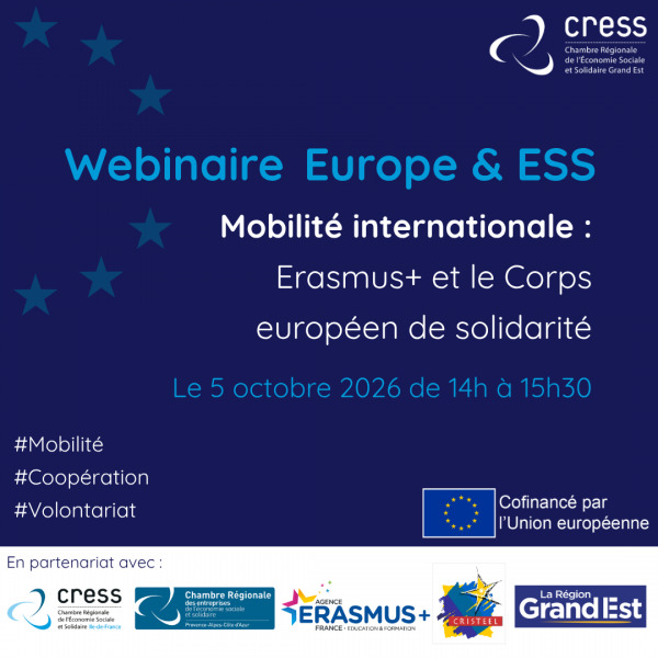 [WEBINAIRE] Mobilité internationale & ESS : les programmes Erasmus+ et du Corps européen de solidarité_5 oct 2026