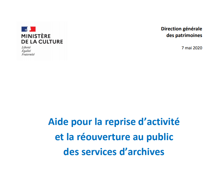 Aide pour la reprise d’activité et la réouverture au public des services d’archives